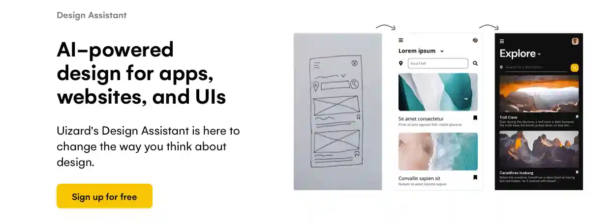 Uizard design assistant Source: Uizard