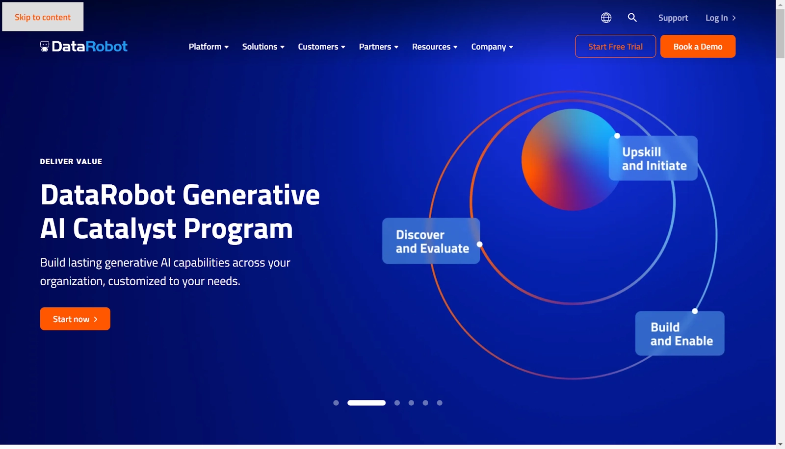 Screenshot of the DataRobot homepage