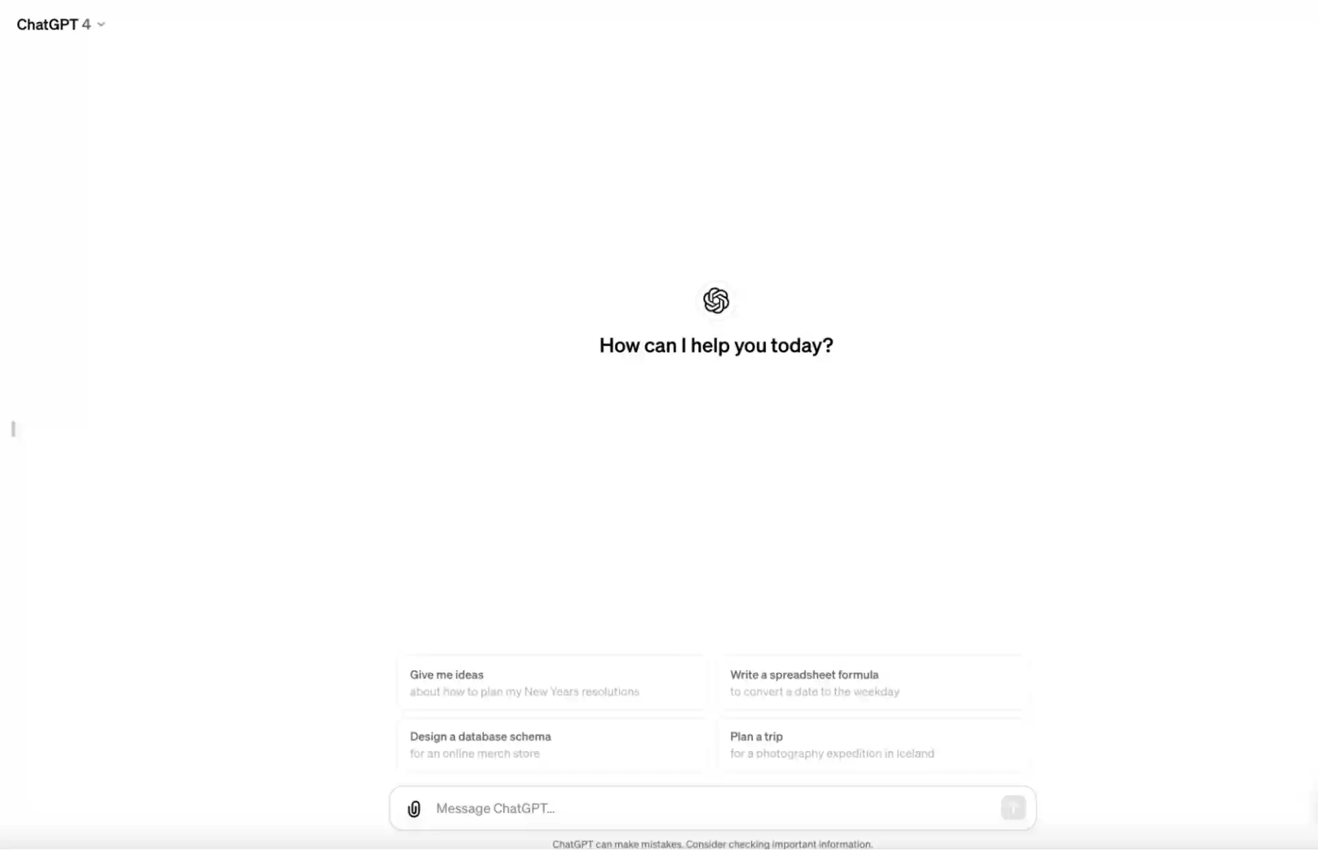 ChatGPT user interface