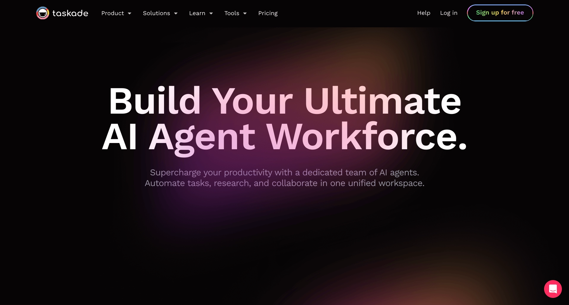 Screenshot of Taskade homepage