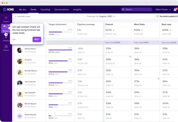 Columns of leads with revenue metrics