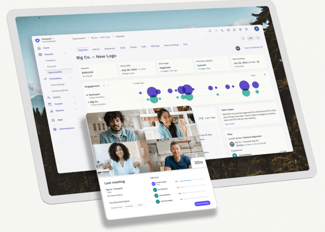 A tablet with metrics and a zoom call recording