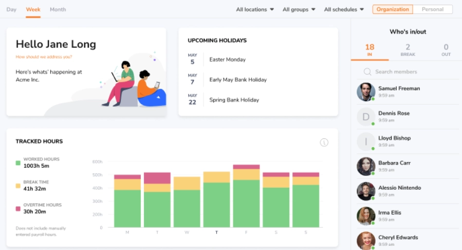 Jibble dashboard example