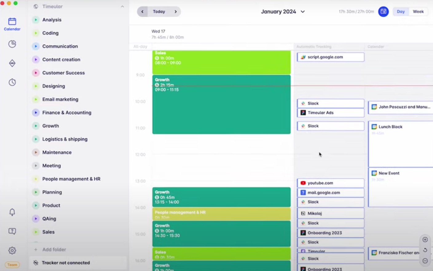 Timeular dashboard example