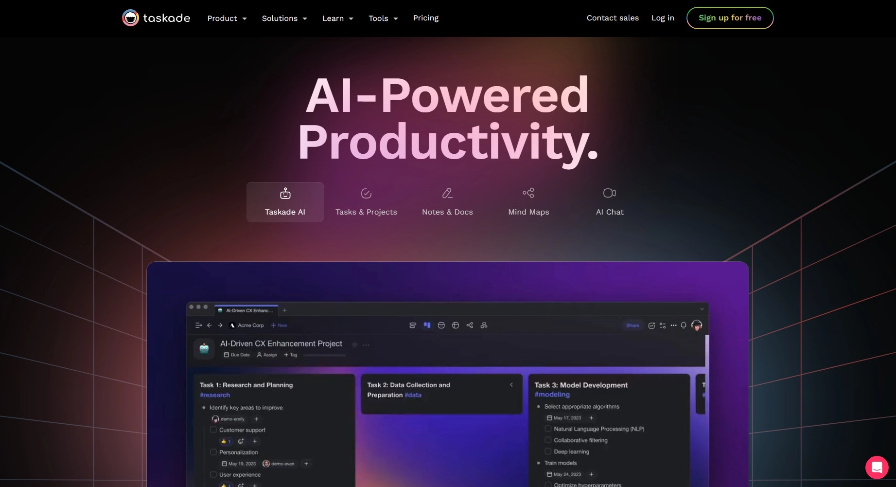 Screenshot of Taskade