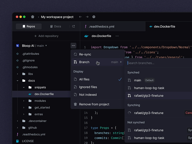 Bloop natural language search