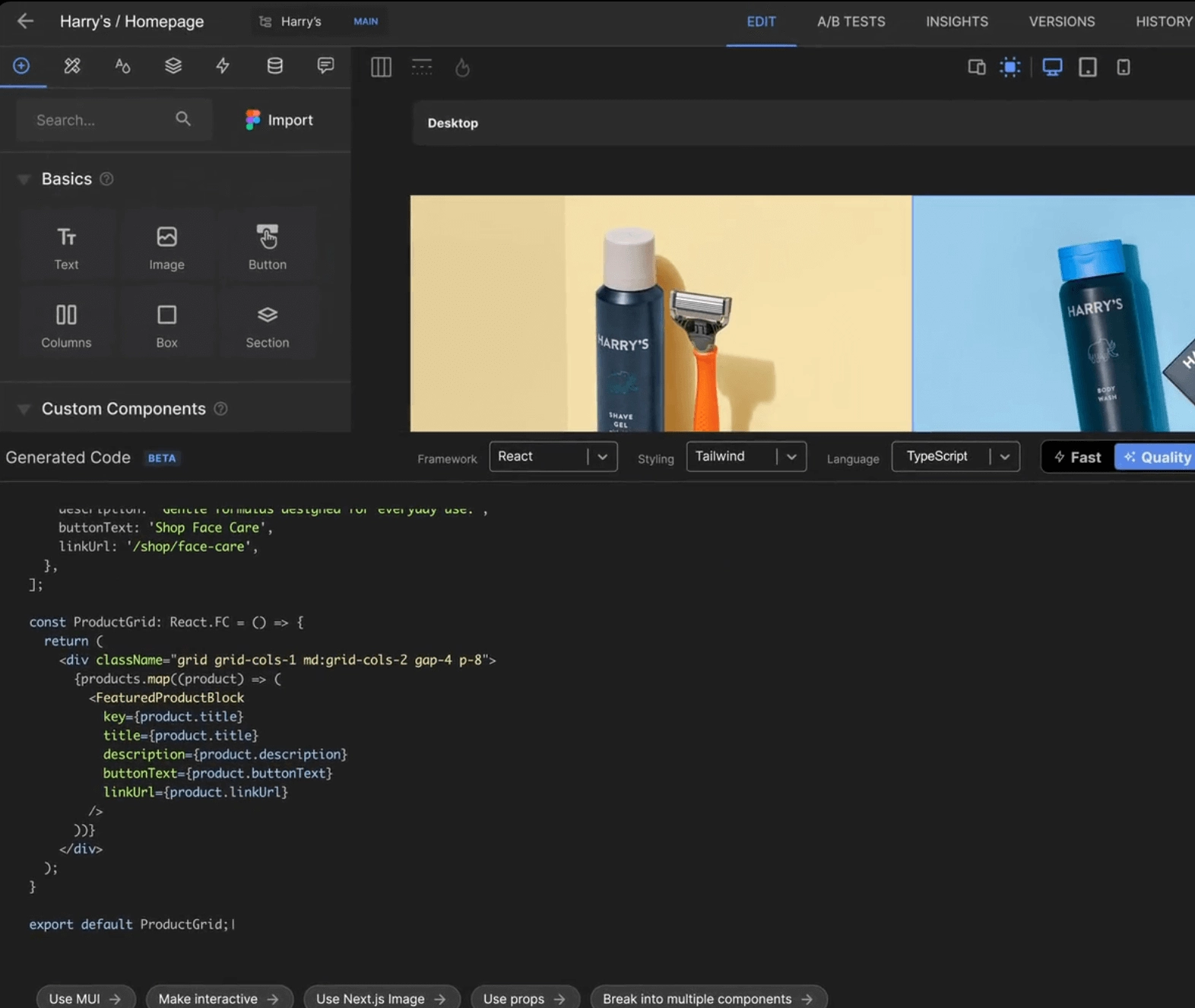 Visual Copilot design-to-code tool