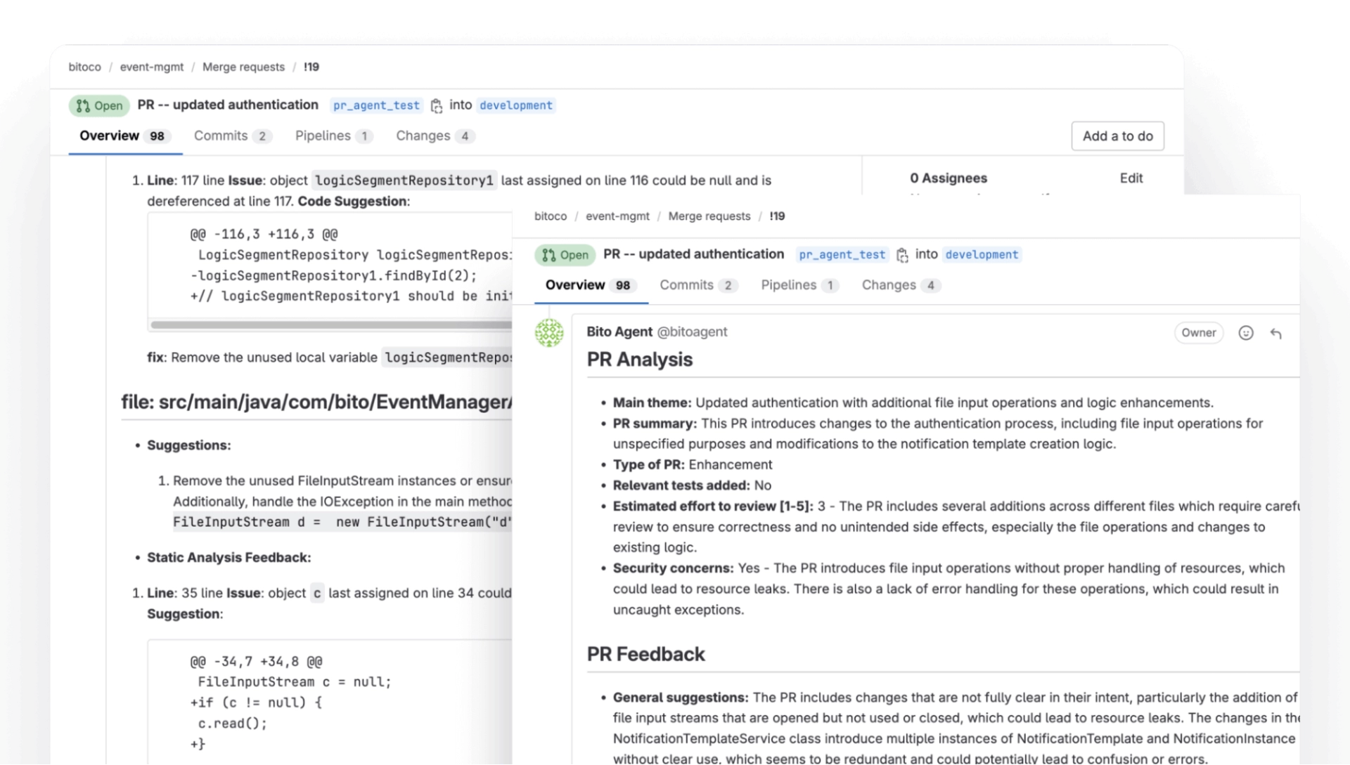 AI code review agent by Bito