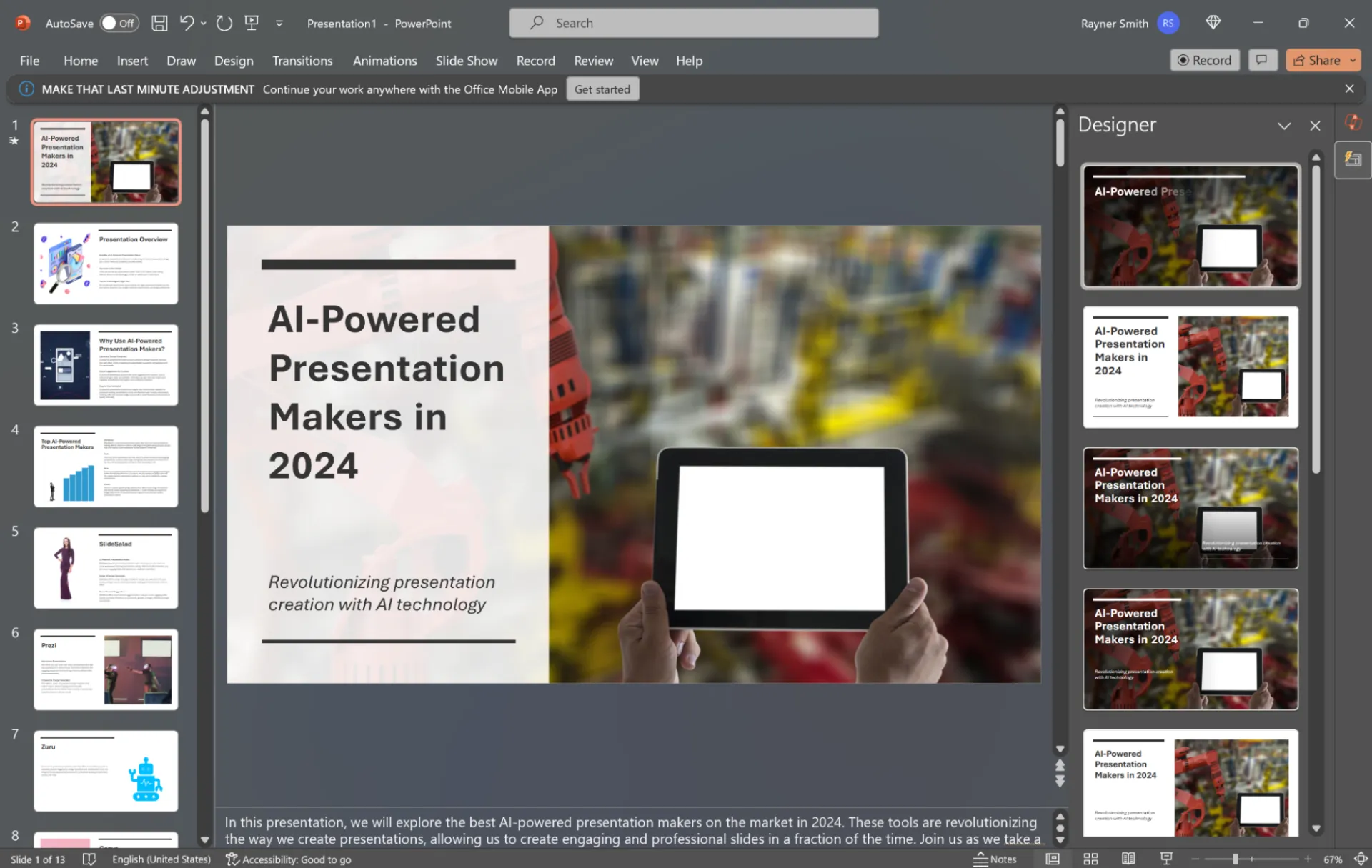 Using the Designer tool in PowerPoint