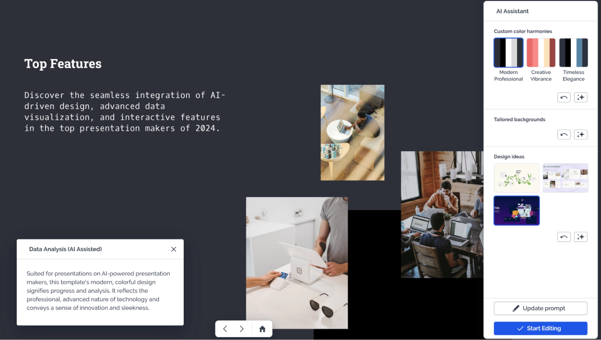  Screenshot of creating a presentation using Prezi AI