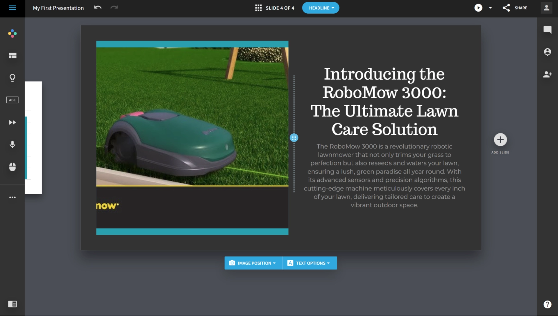 Robot lawnmower slide in Beautiful.ai