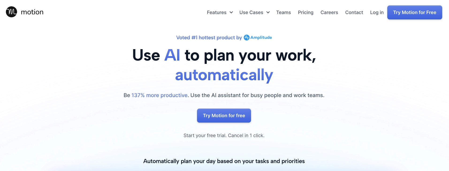 Screenshot of Motion homepage