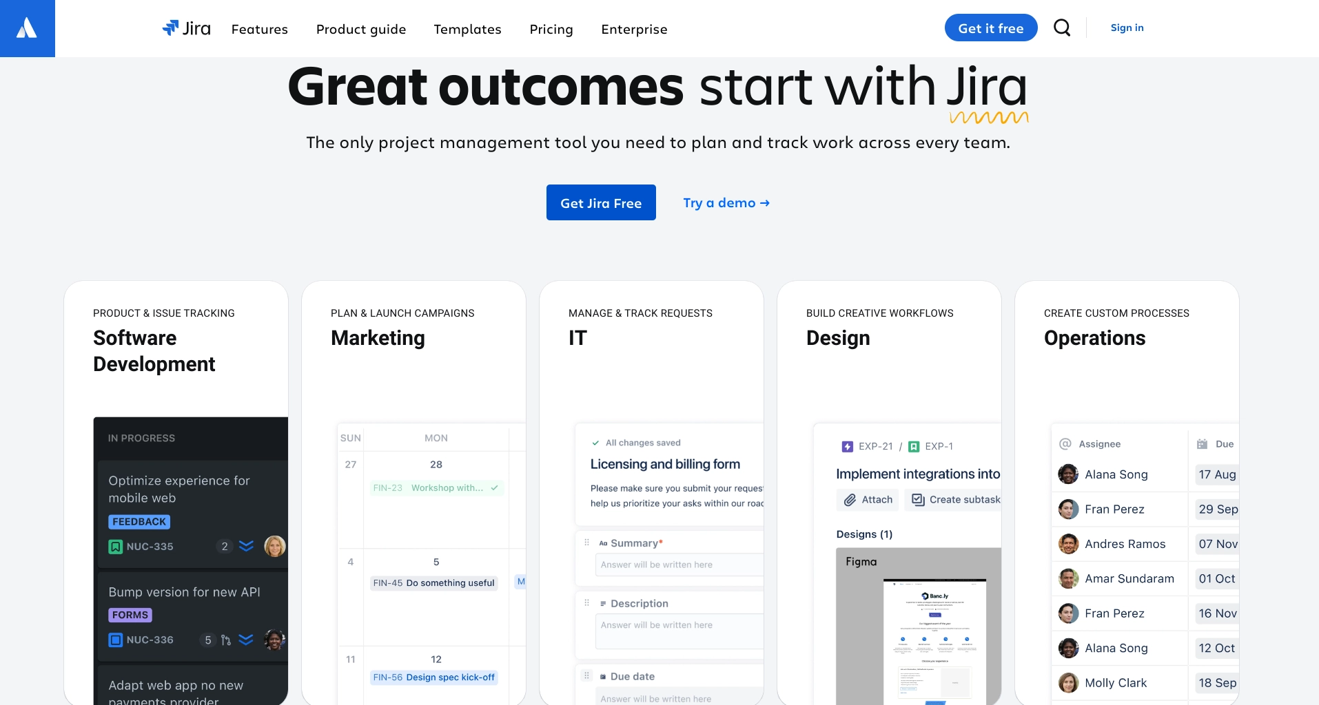 Screenshot of Jira homepage