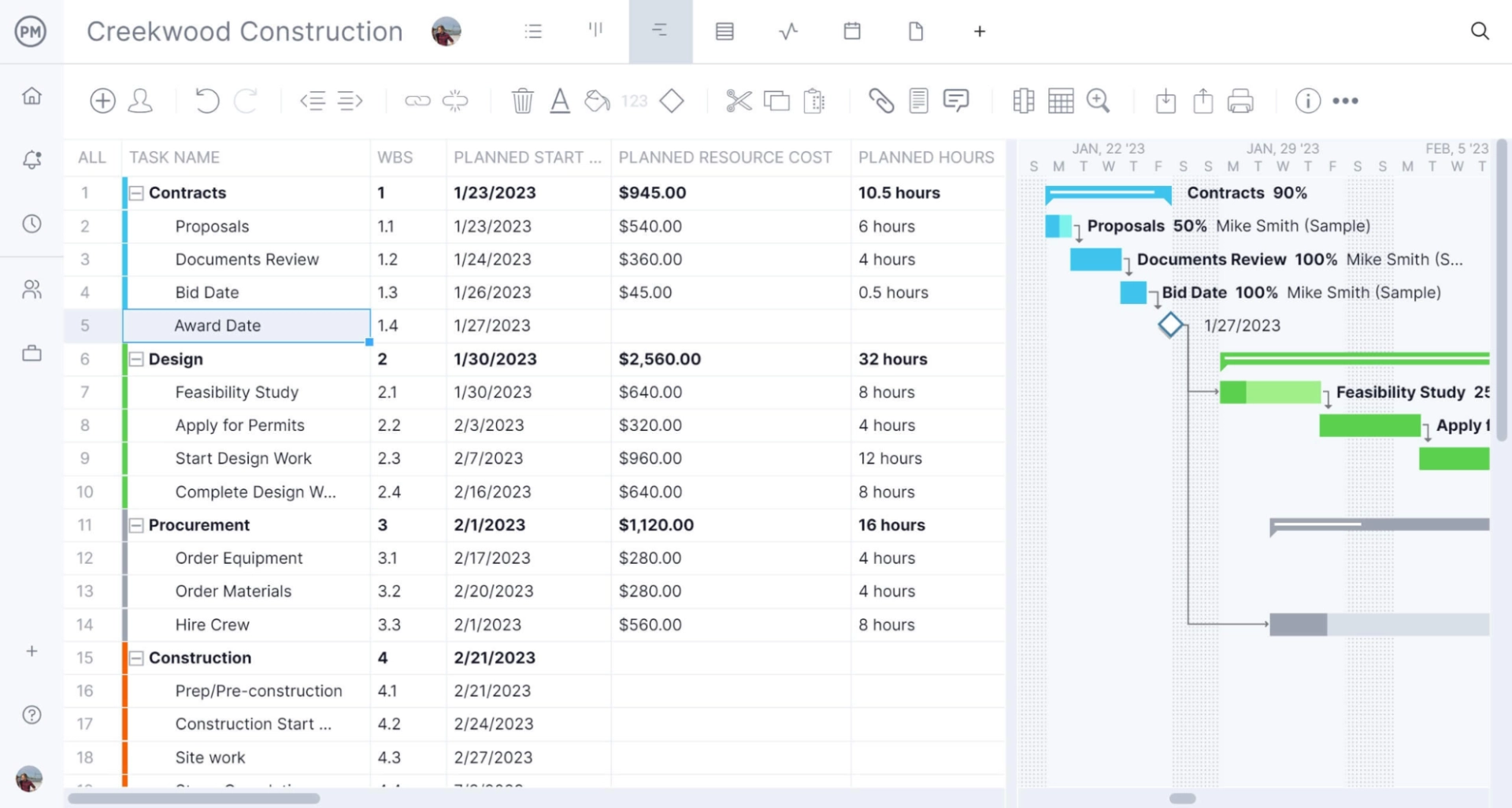 Microsoft Planner dashboard for scheduling