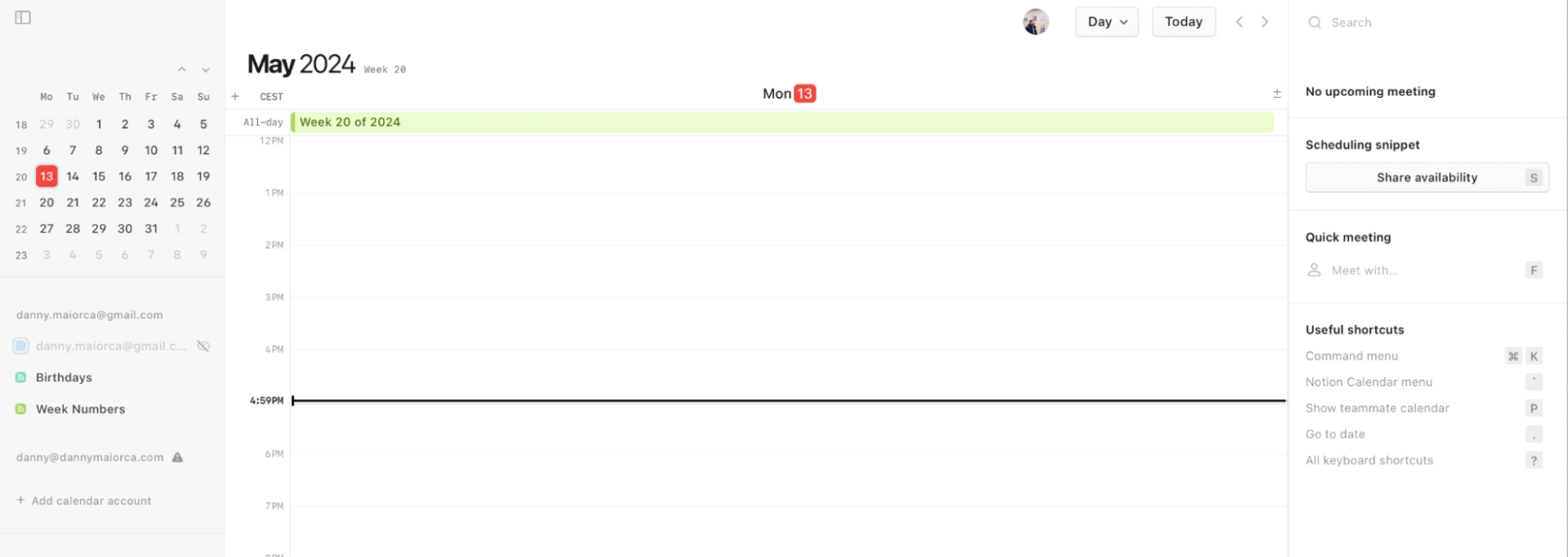 Notion Calendar daily view