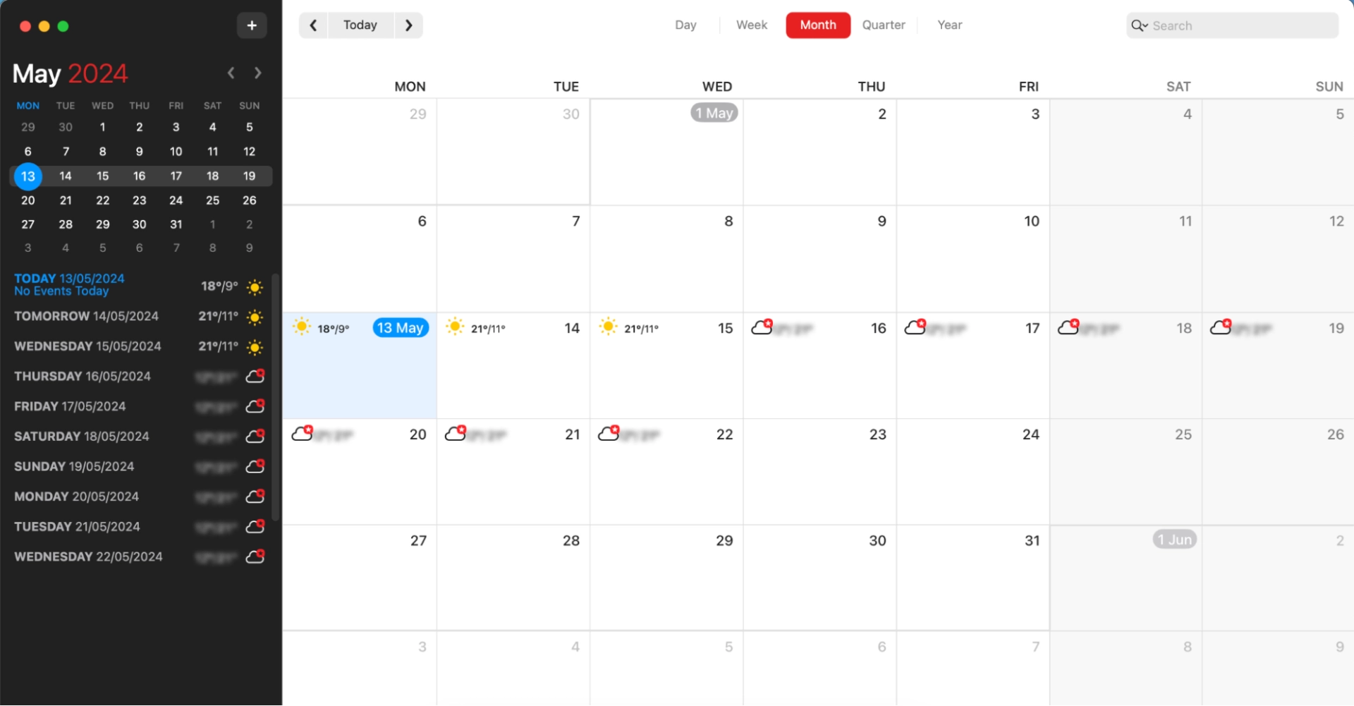 The Fantastical Calendar App Interface