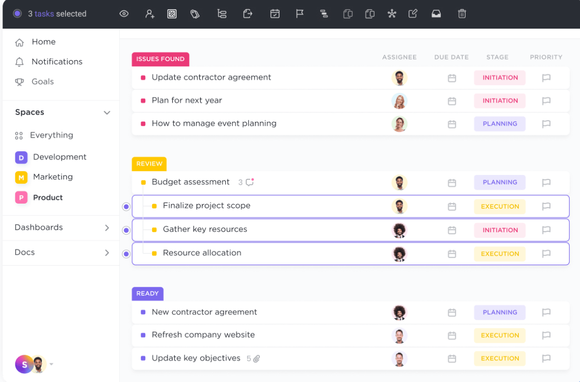 Screenshot of ClickUp