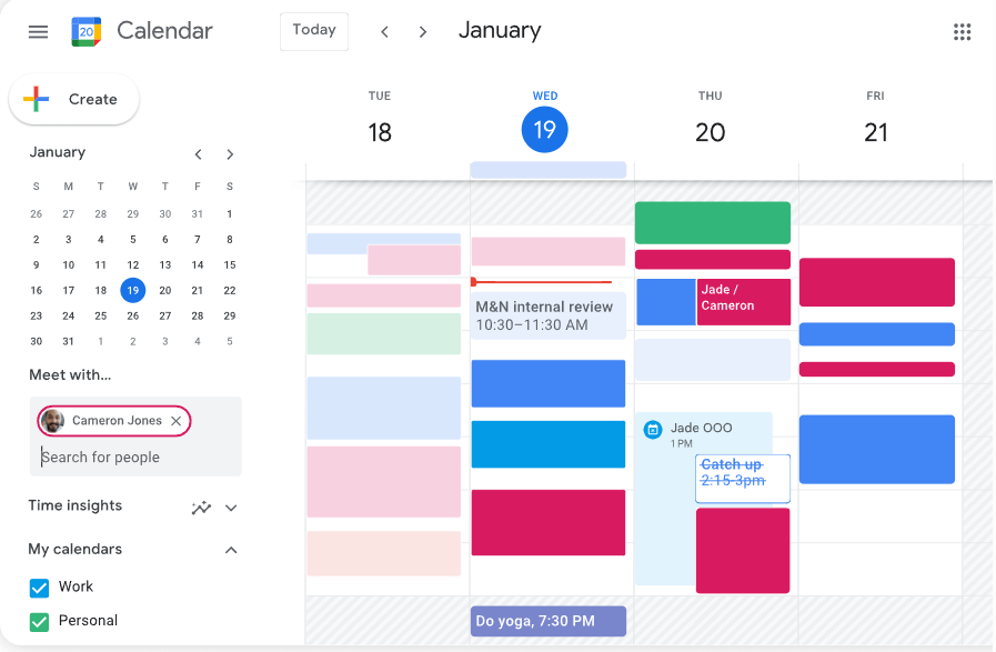 Screenshot of Google Calendar homepage
