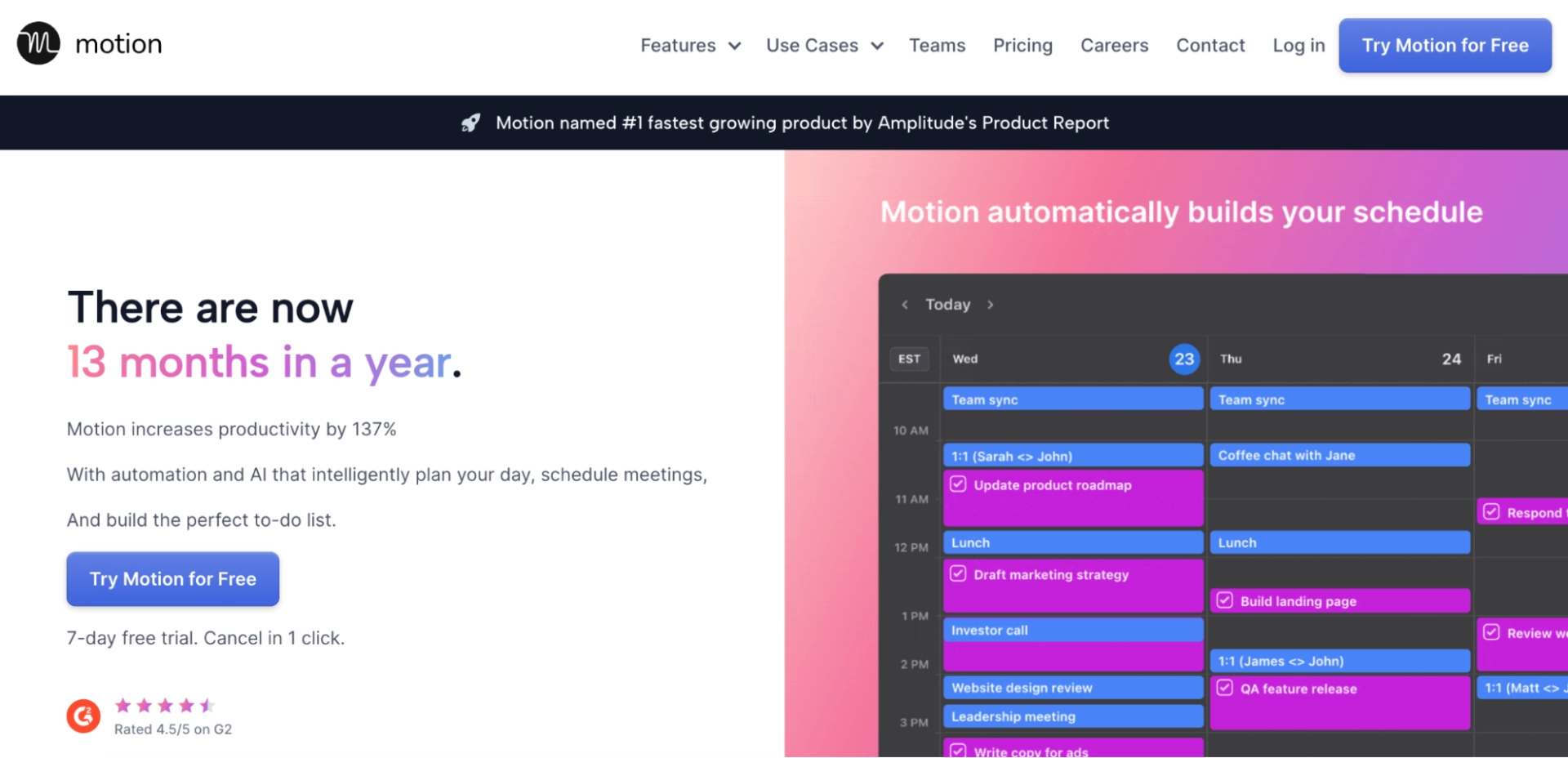 Motion time blocking calendar interface