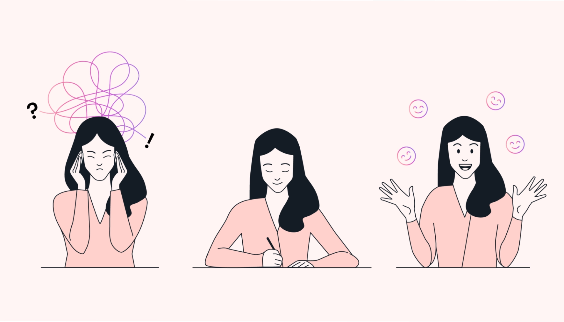 Worker writing and releasing anxiety