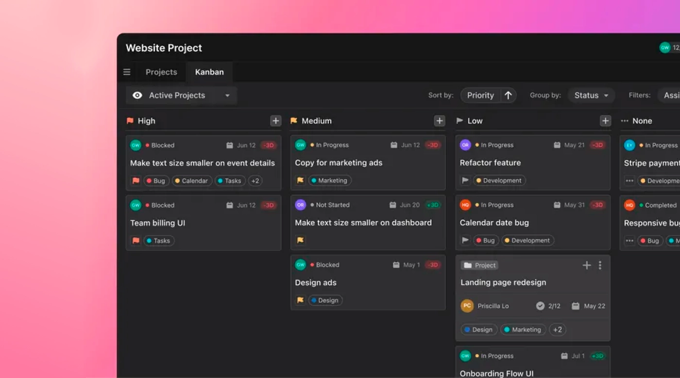 A view of Motion’s Project Manager