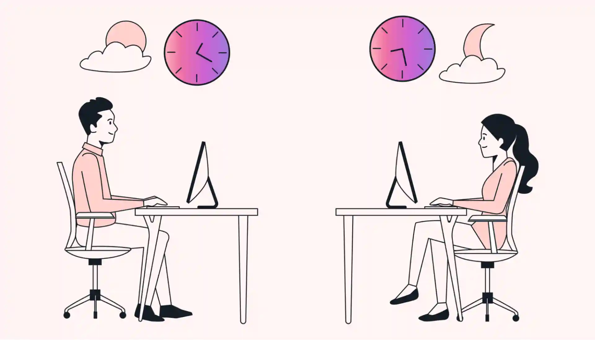 Two team members working across timezones