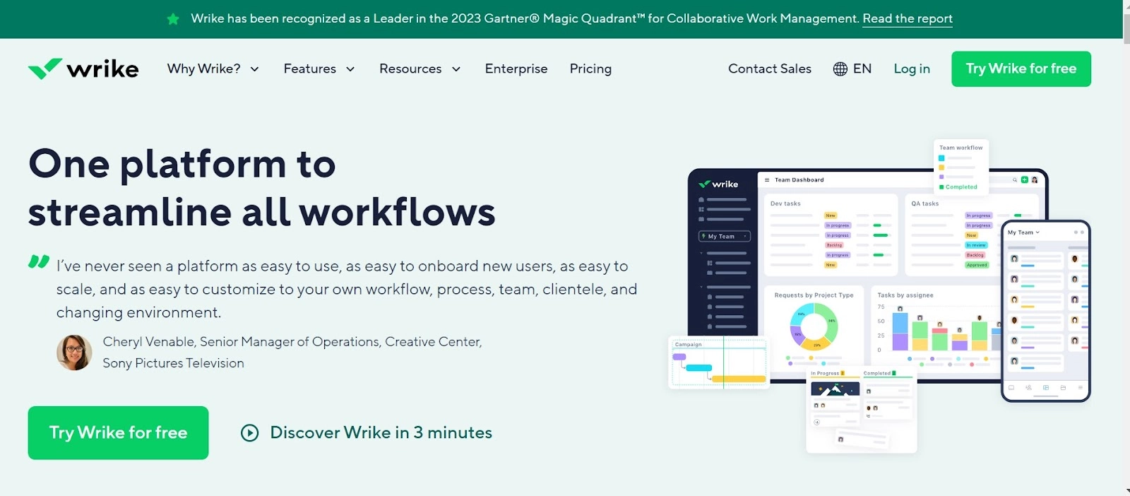 Wrike homepage