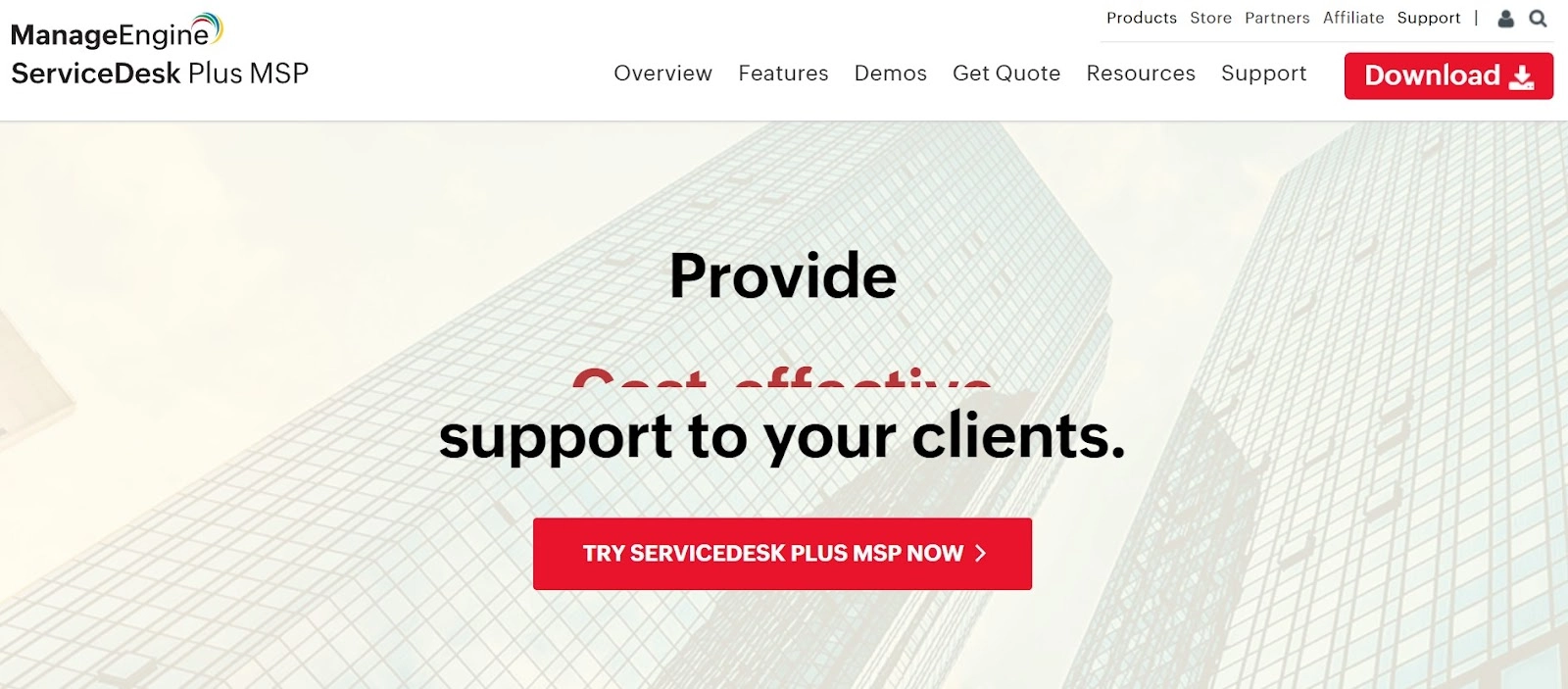 ServiceDesk Plus MSP homepage