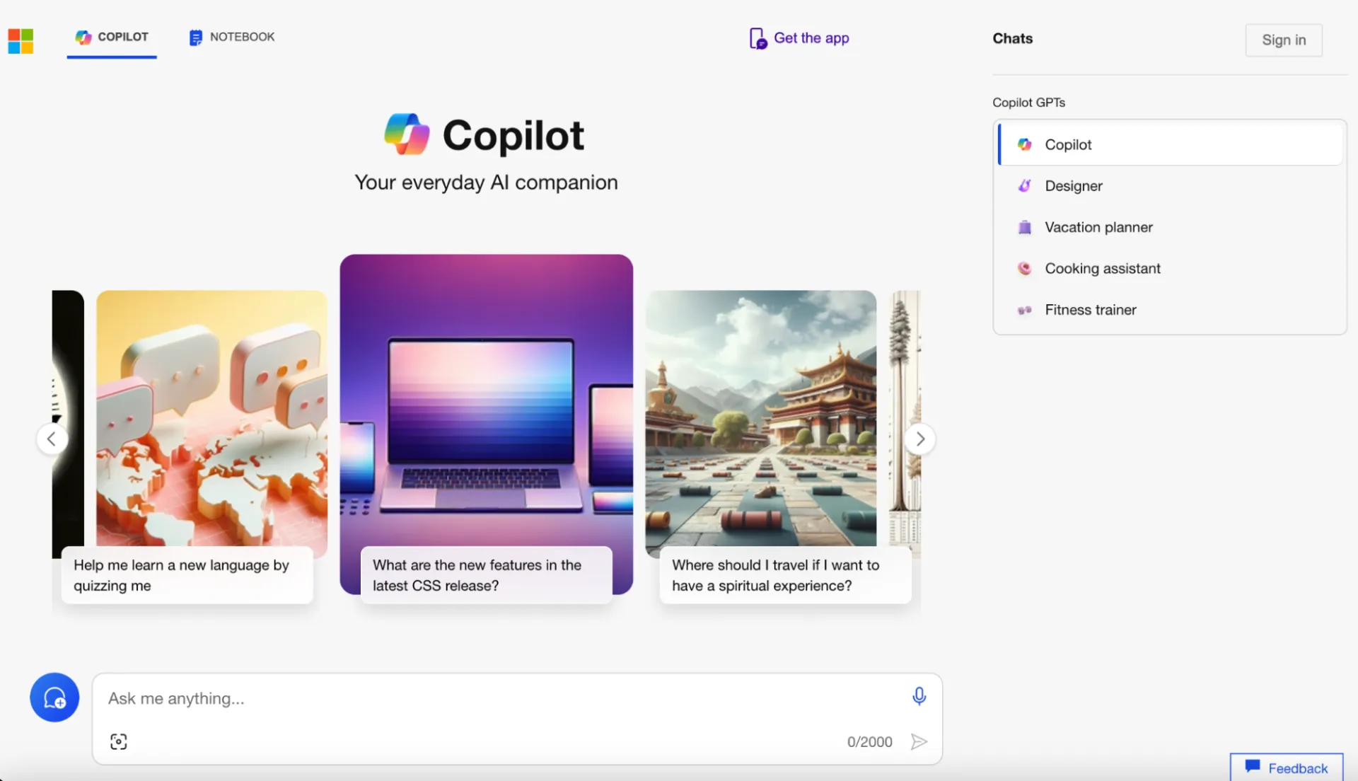 CoPilot interface