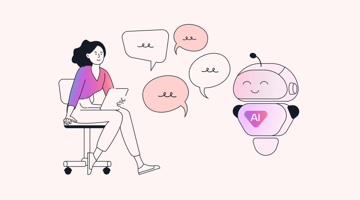Worker brainstorming with AI robot