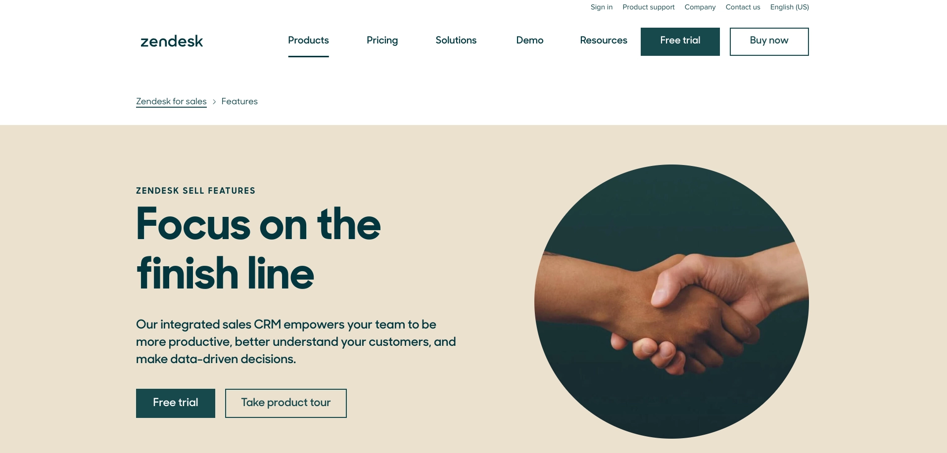 Zendesk Sell product page