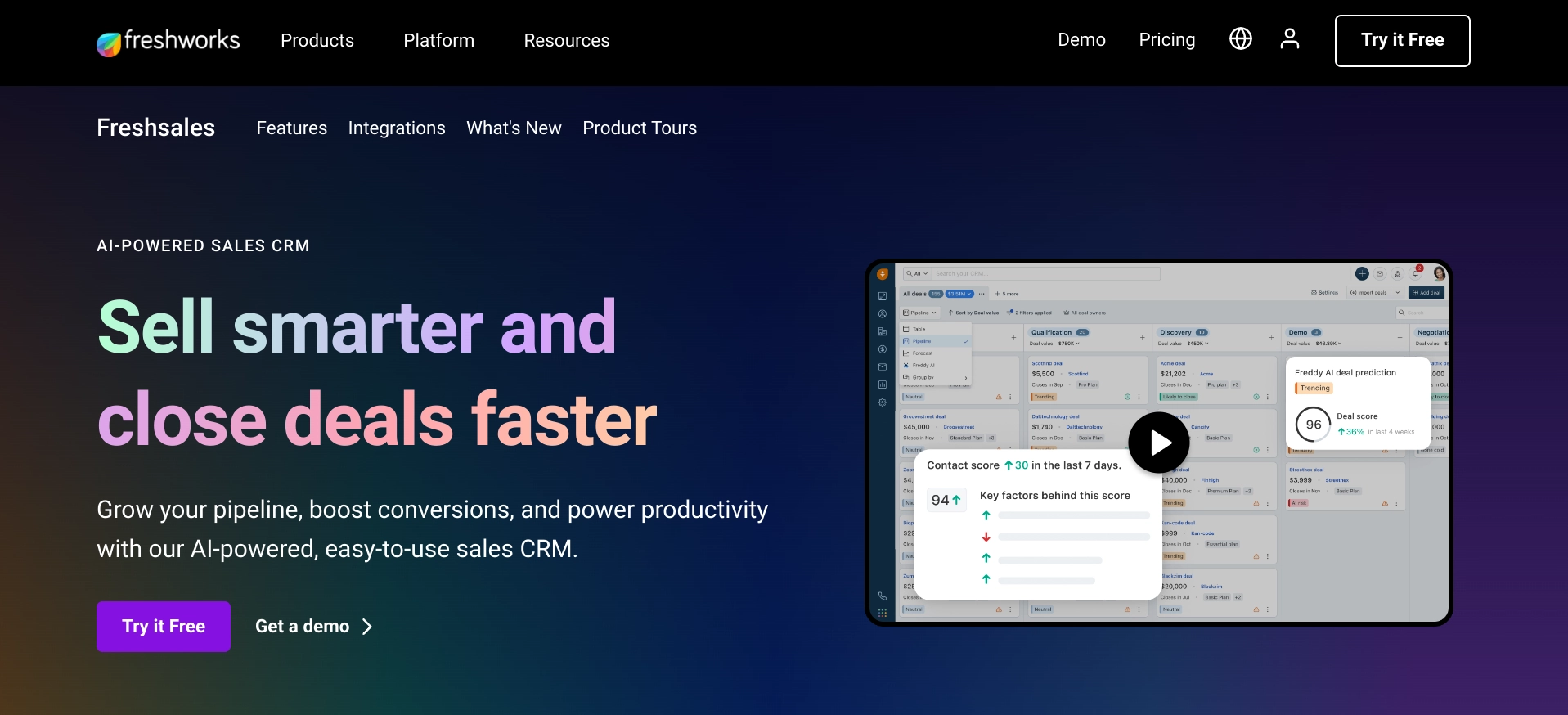 Freshworks CRM product page
