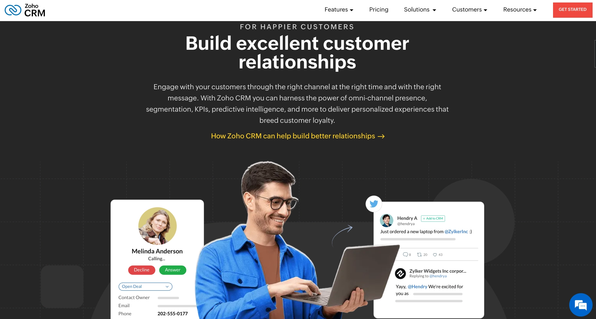 Zoho CRM product page