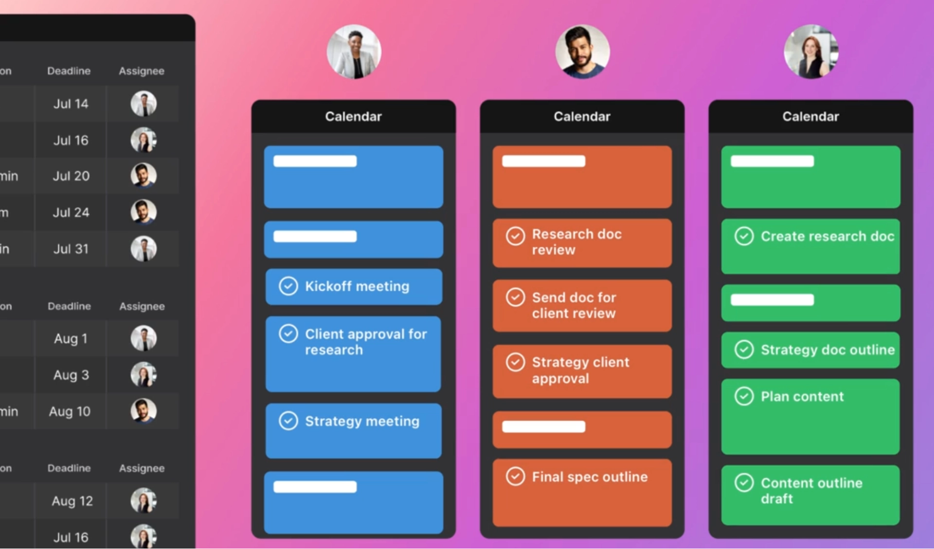 Collaborative project schedules on Motion