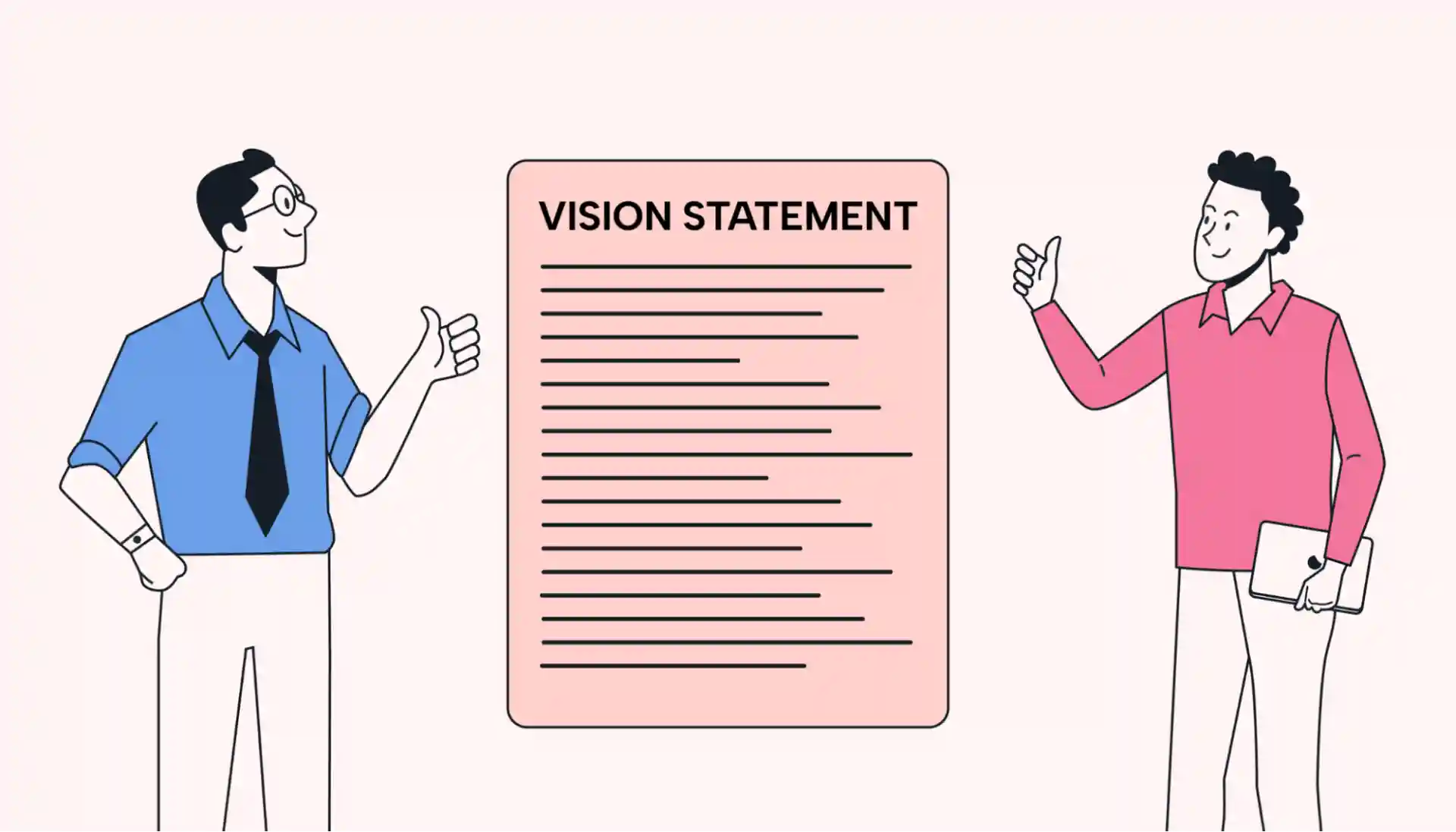 Employees giving a vision statement a thumbs-up
