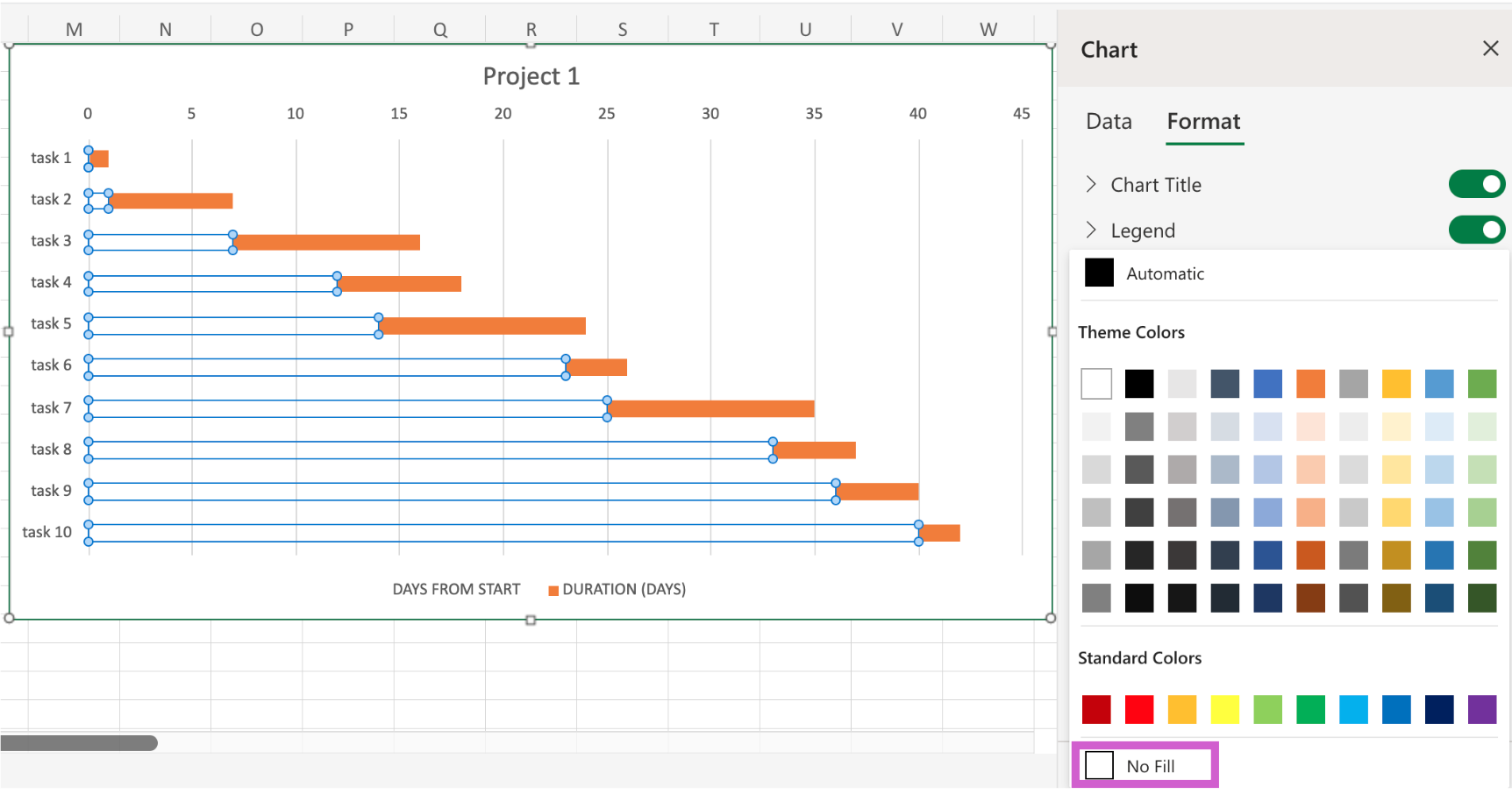Excel bar chart color