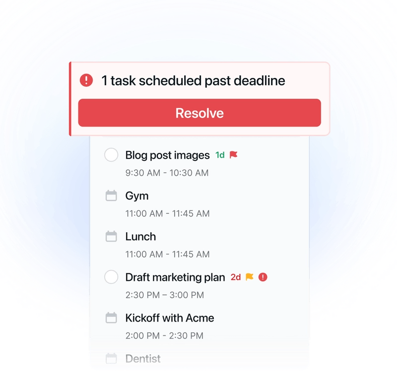 Receive automatic deadline warnings