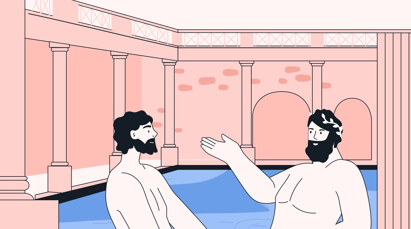 Ancient Romans relaxing in a bath