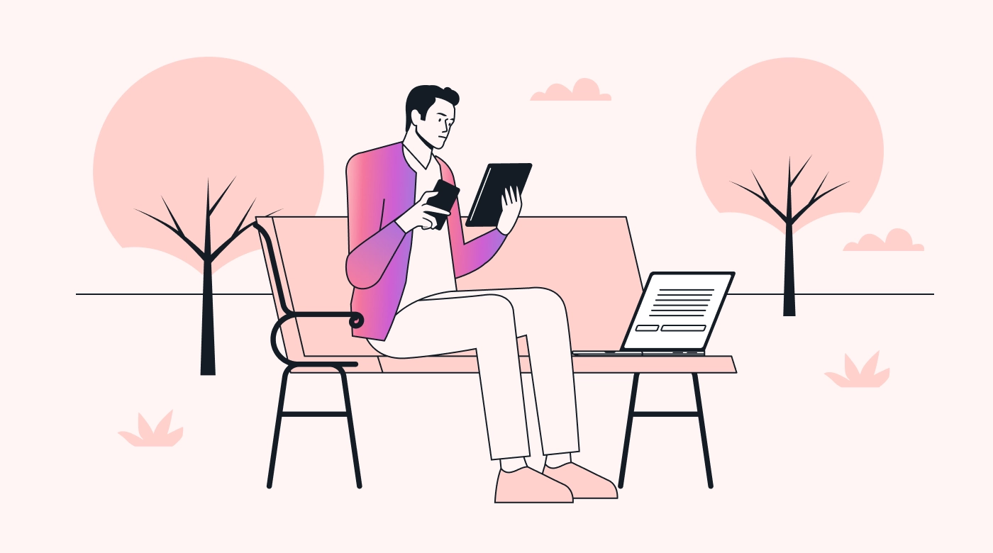 Person bombarded by digital activity