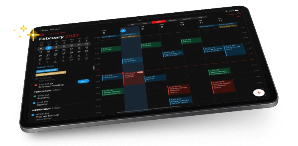 Fantastical calendar on a tablet