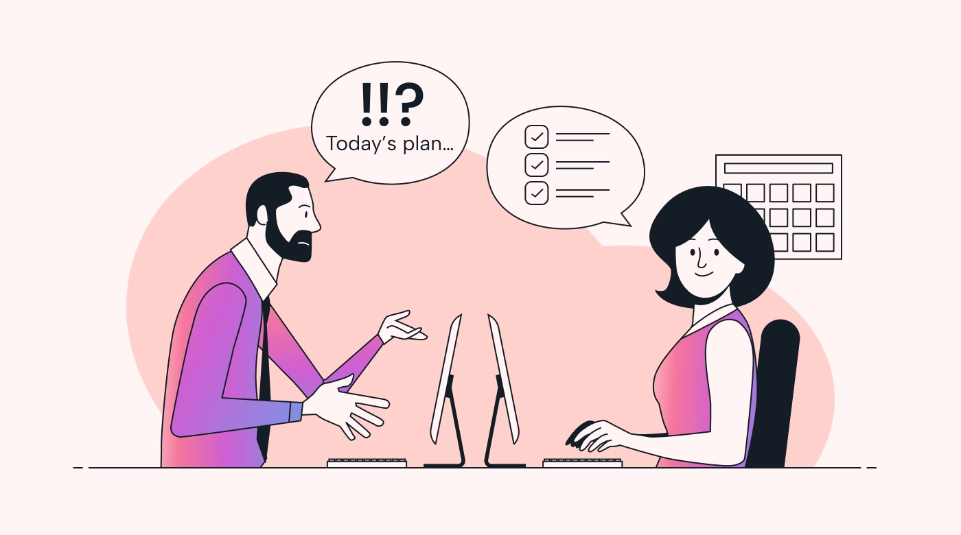 Person confident planning with template