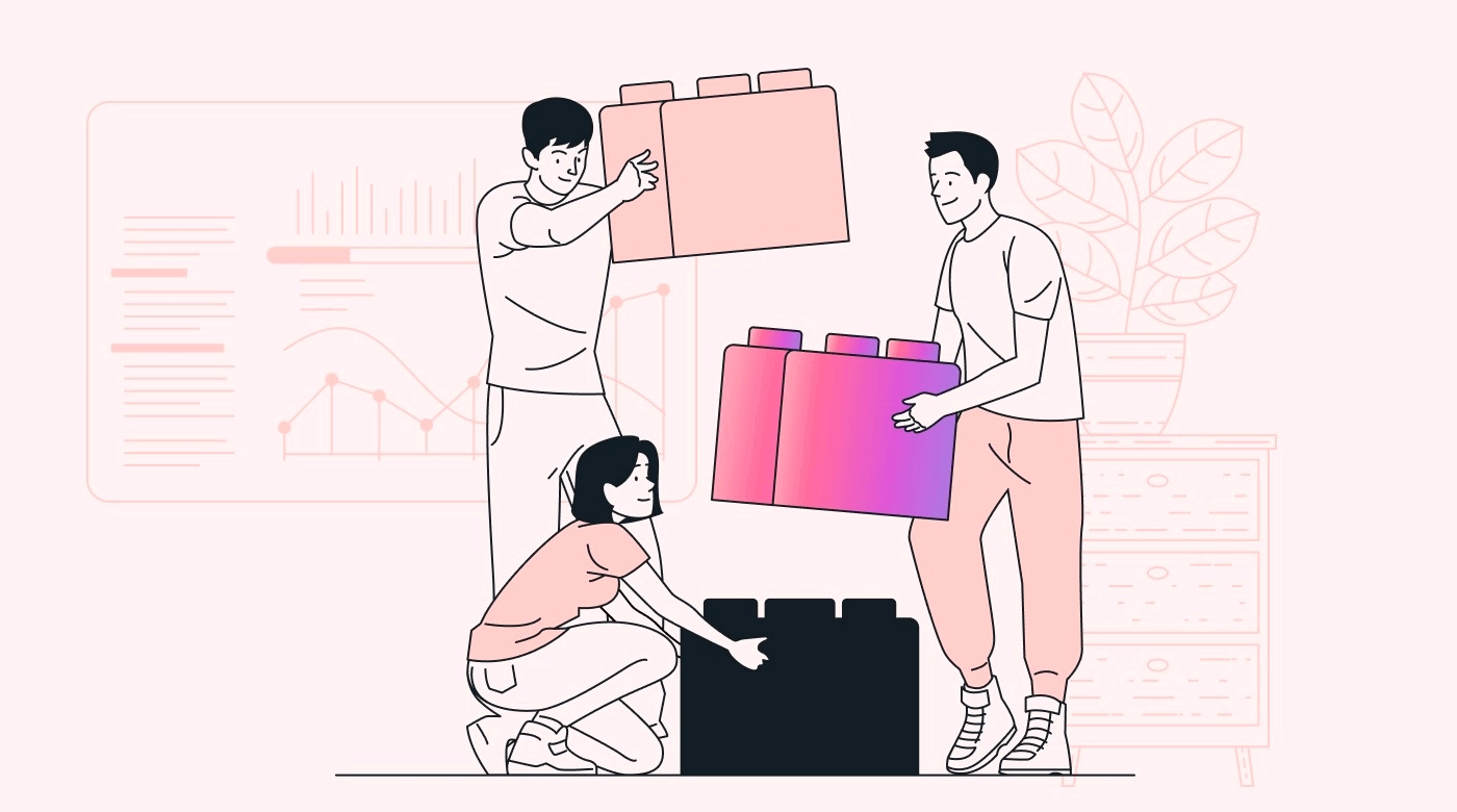 A team building blocks together