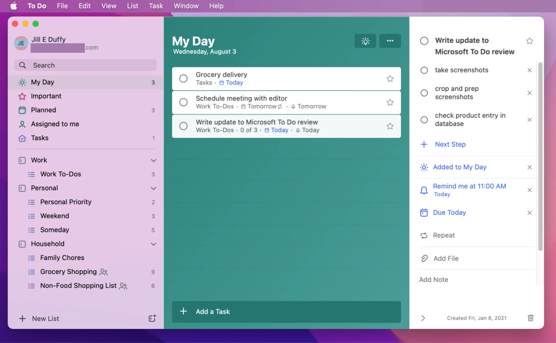 Microsoft To Do due date interface