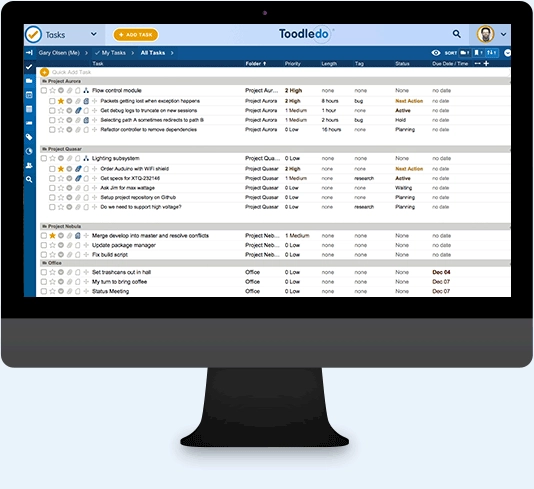 Image of Toodledo interface