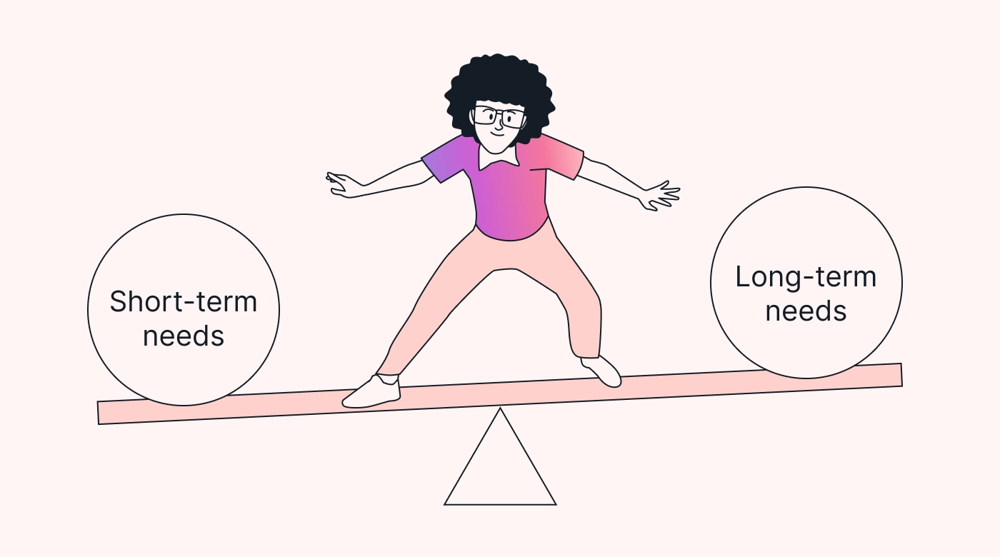 Worker balances short-term and long-term needs