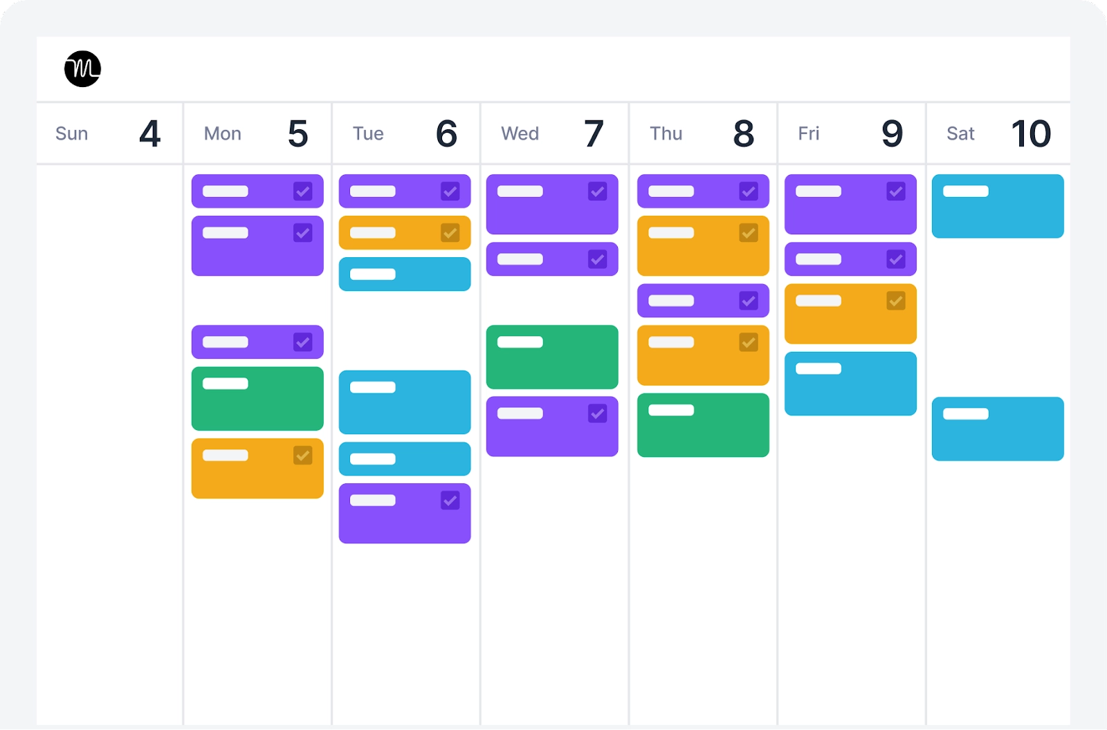 Screenshot of Motion calendar view