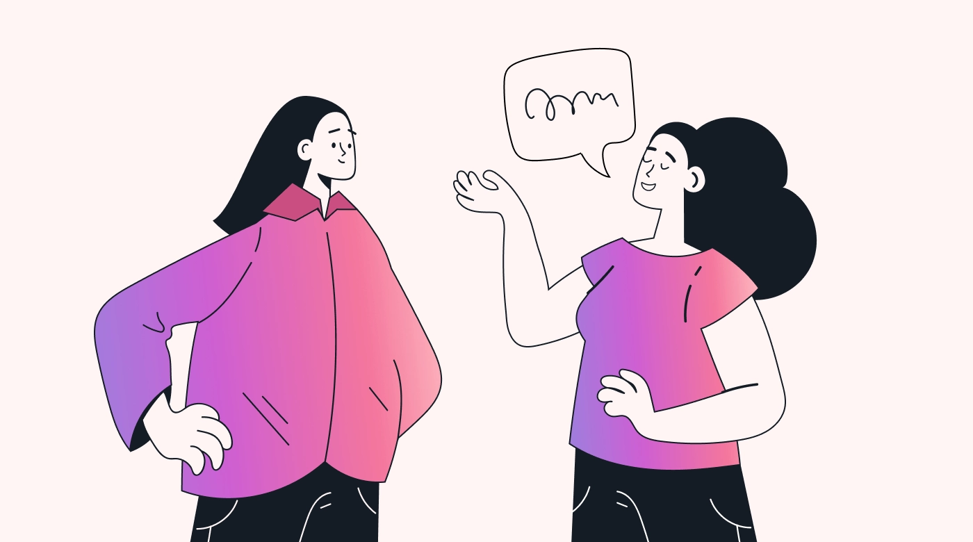 Two people talking