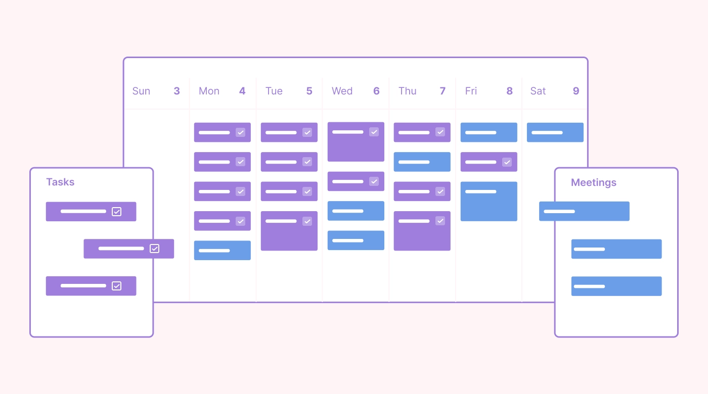 Weekly schedule with batched tasks & meetings