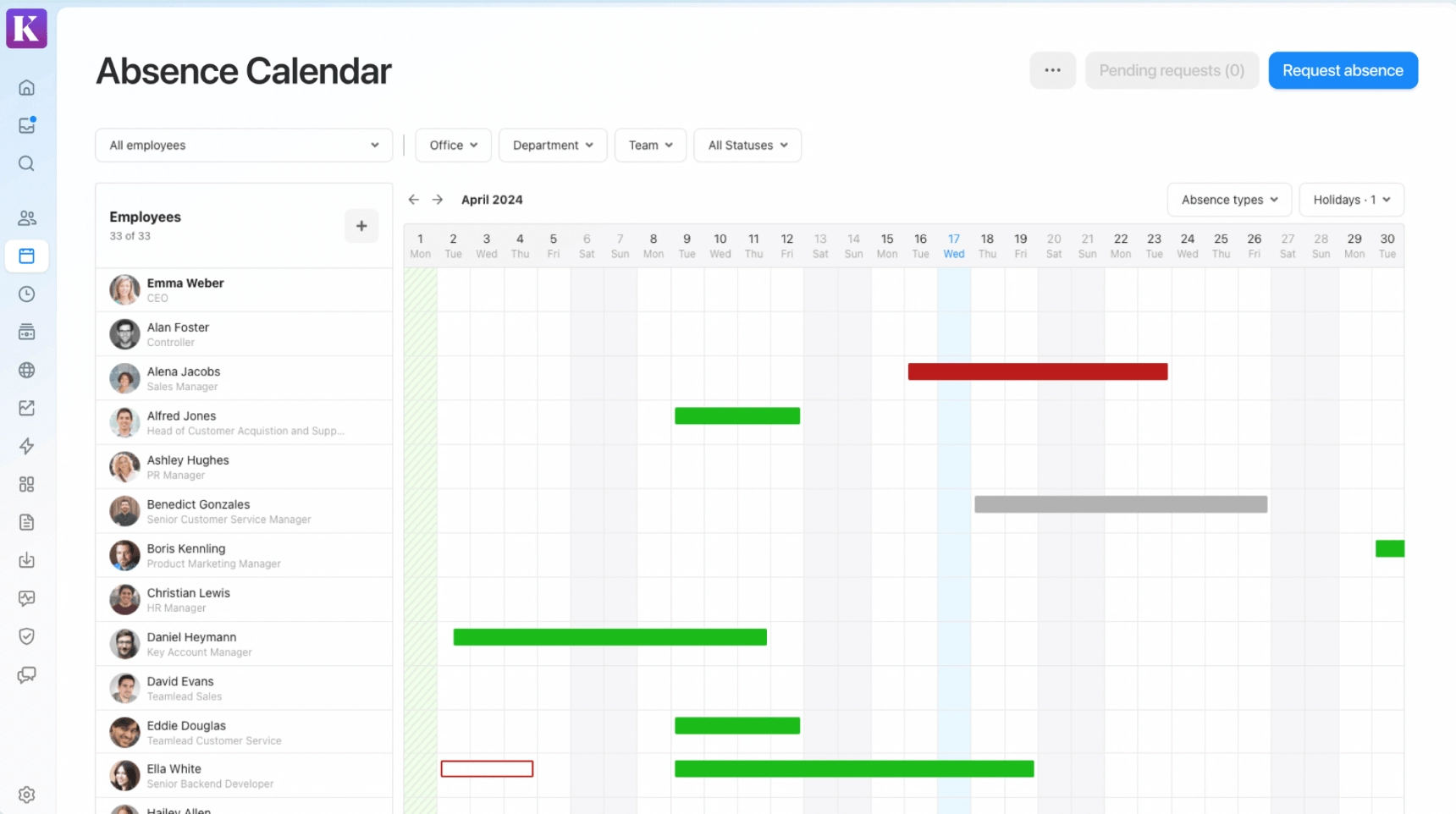Personio absence calendar