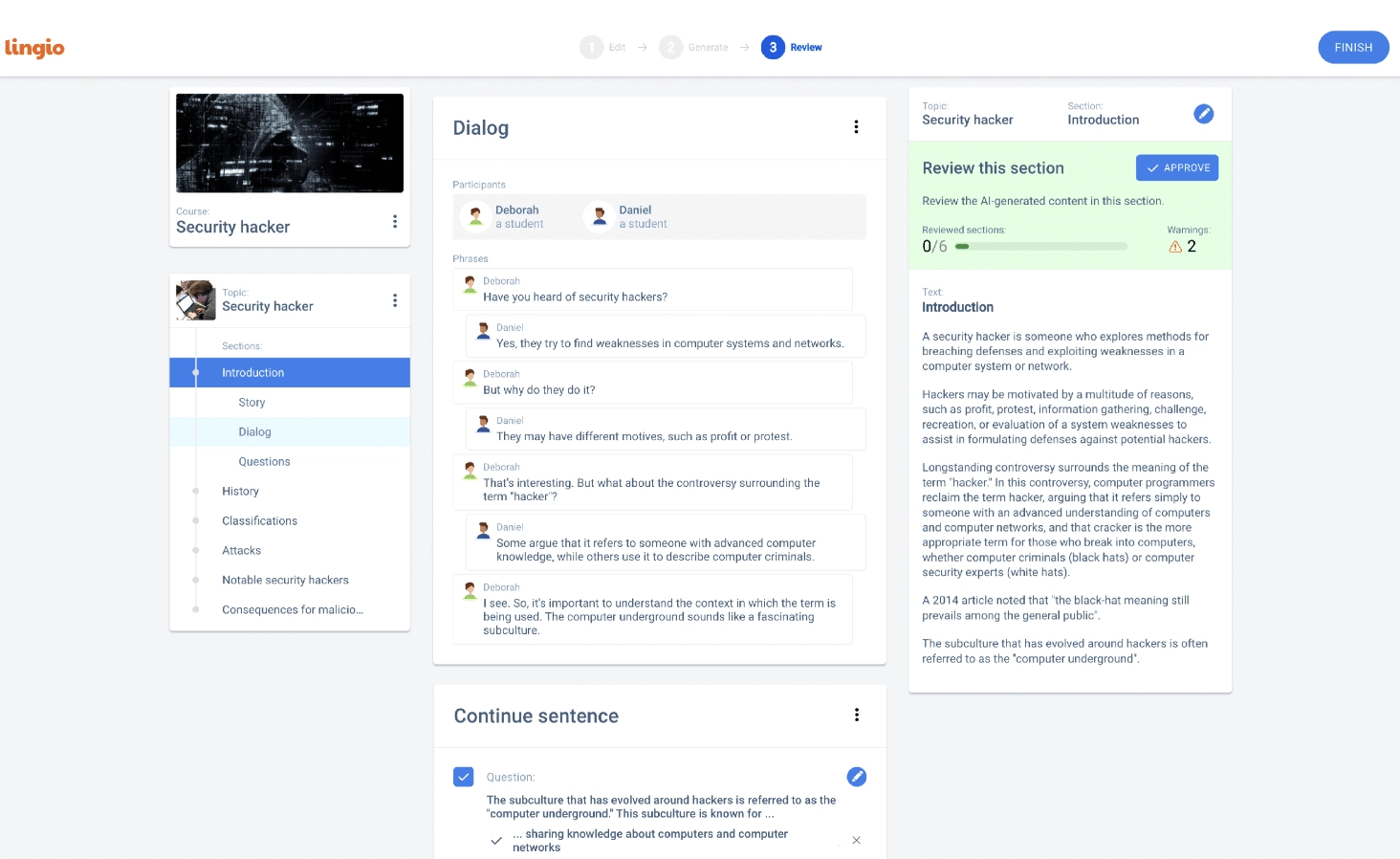Lingio HR AI learning dashboard